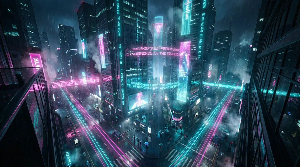 入禽太深免费高清视频 竖屏短剧平台首页背景 - 赛博朋克都市夜景